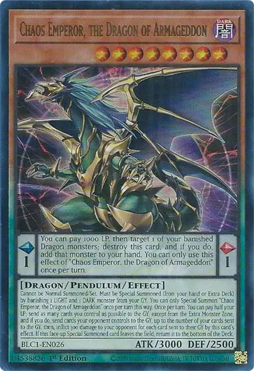 Chaos Emperor, the Dragon of Armageddon [BLC1-EN026] Ultra Rare | Rock City Comics