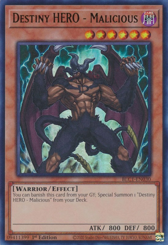 Destiny HERO - Malicious [BLC1-EN030] Ultra Rare | Rock City Comics