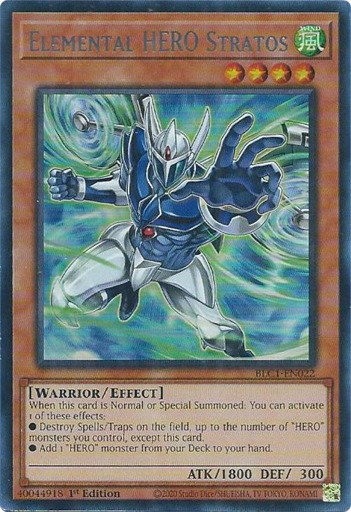 Elemental HERO Stratos (Alternate Art) (Silver) [BLC1-EN022] Ultra Rare | Rock City Comics