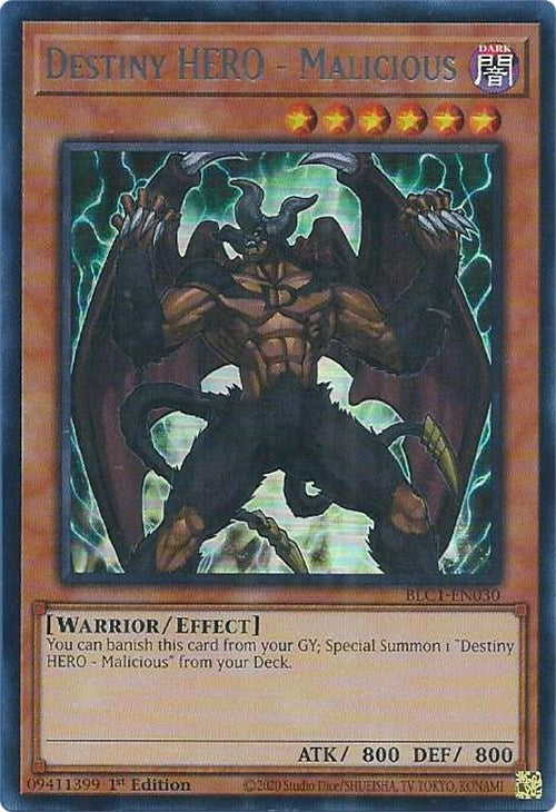 Destiny HERO - Malicious (Silver) [BLC1-EN030] Ultra Rare | Rock City Comics