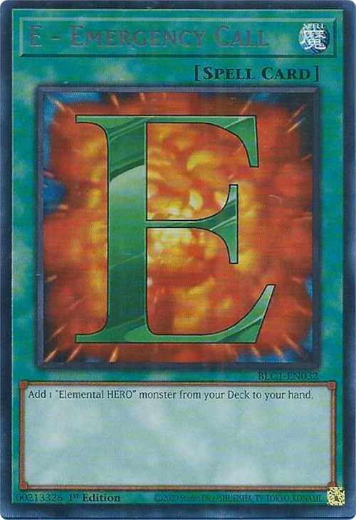 E - Emergency Call (Silver) [BLC1-EN032] Ultra Rare | Rock City Comics