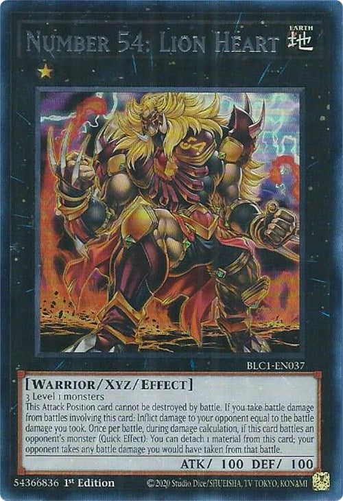 Number 54: Lion Heart (Silver) [BLC1-EN037] Ultra Rare | Rock City Comics