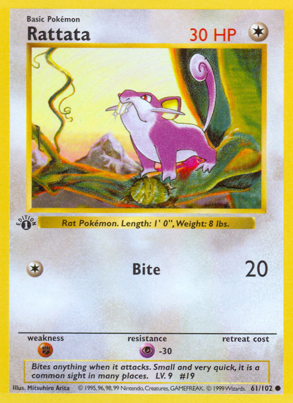 Rattata (61/102) (Shadowless) [Base Set 1st Edition] | Rock City Comics