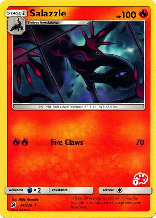 Salazzle (34/236) (Charizard Stamp #7) [Battle Academy 2020] | Rock City Comics