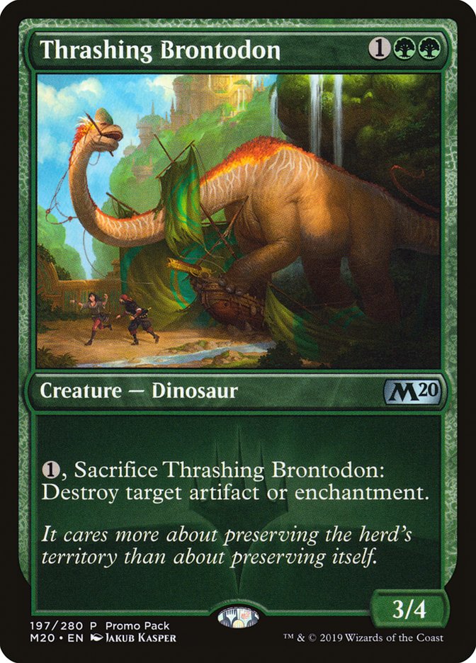 Thrashing Brontodon (Promo Pack) [Core Set 2020 Promos] | Rock City Comics