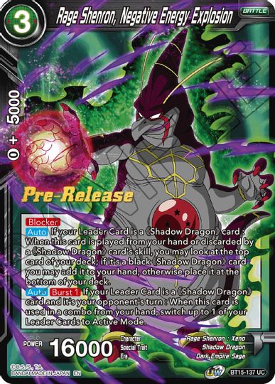 Rage Shenron, Negative Energy Explosion (BT15-137) [Saiyan Showdown Prerelease Promos] | Rock City Comics