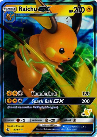 Raichu GX (20/68) (Pikachu Stamp #60) [Battle Academy 2020] | Rock City Comics