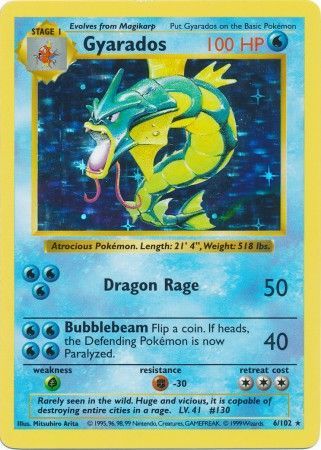 Gyarados (6/102) [Base Set Shadowless Unlimited] | Rock City Comics