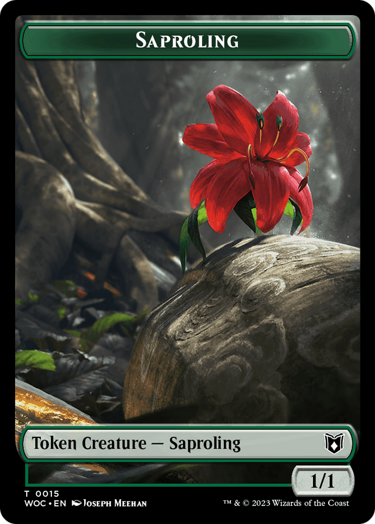 Faerie // Saproling Double-Sided Token [Wilds of Eldraine Commander Tokens] | Rock City Comics