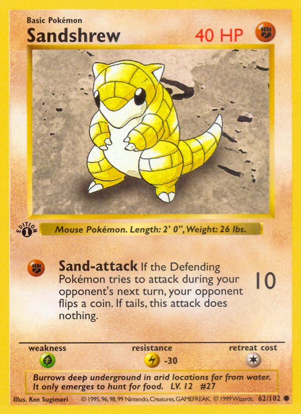 Sandshrew (62/102) (Shadowless) [Base Set 1st Edition] | Rock City Comics