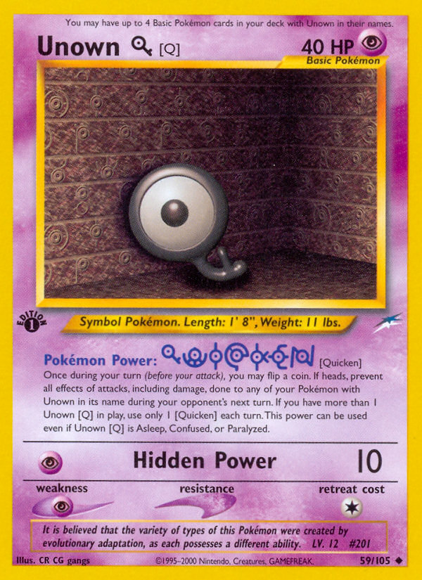 Unown [Q] (59/105) [Neo Destiny 1st Edition] | Rock City Comics