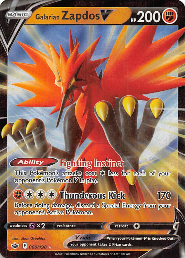 Galarian Zapdos V (080/198) [Sword & Shield: Chilling Reign] | Rock City Comics