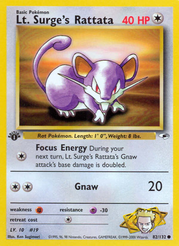 Lt. Surge's Rattata (82/132) [Gym Heroes 1st Edition] | Rock City Comics