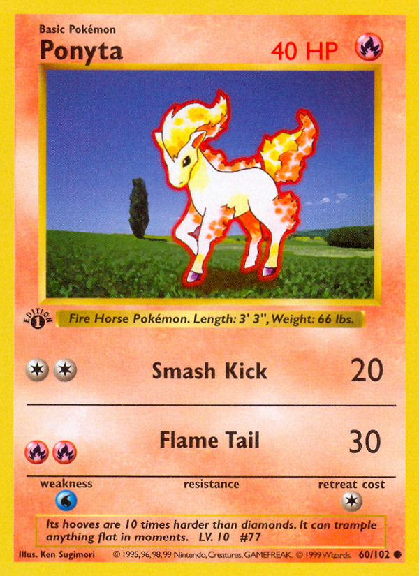 Ponyta (60/102) (Shadowless) [Base Set 1st Edition] | Rock City Comics