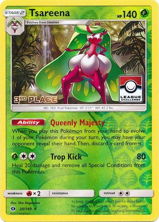 Tsareena (20/149) (League 3rd Place) [Sun & Moon: Base Set] | Rock City Comics