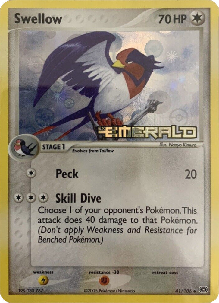 Swellow (41/106) (Stamped) [EX: Emerald] | Rock City Comics