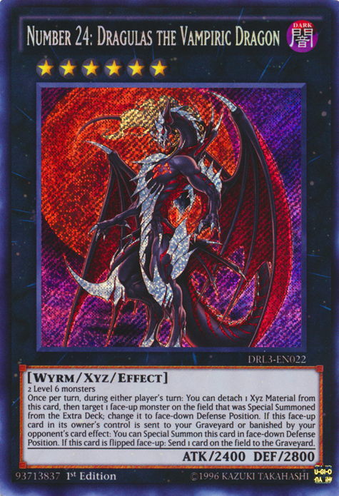 Number 24: Dragulas the Vampiric Dragon [DRL3-EN022] Secret Rare | Rock City Comics