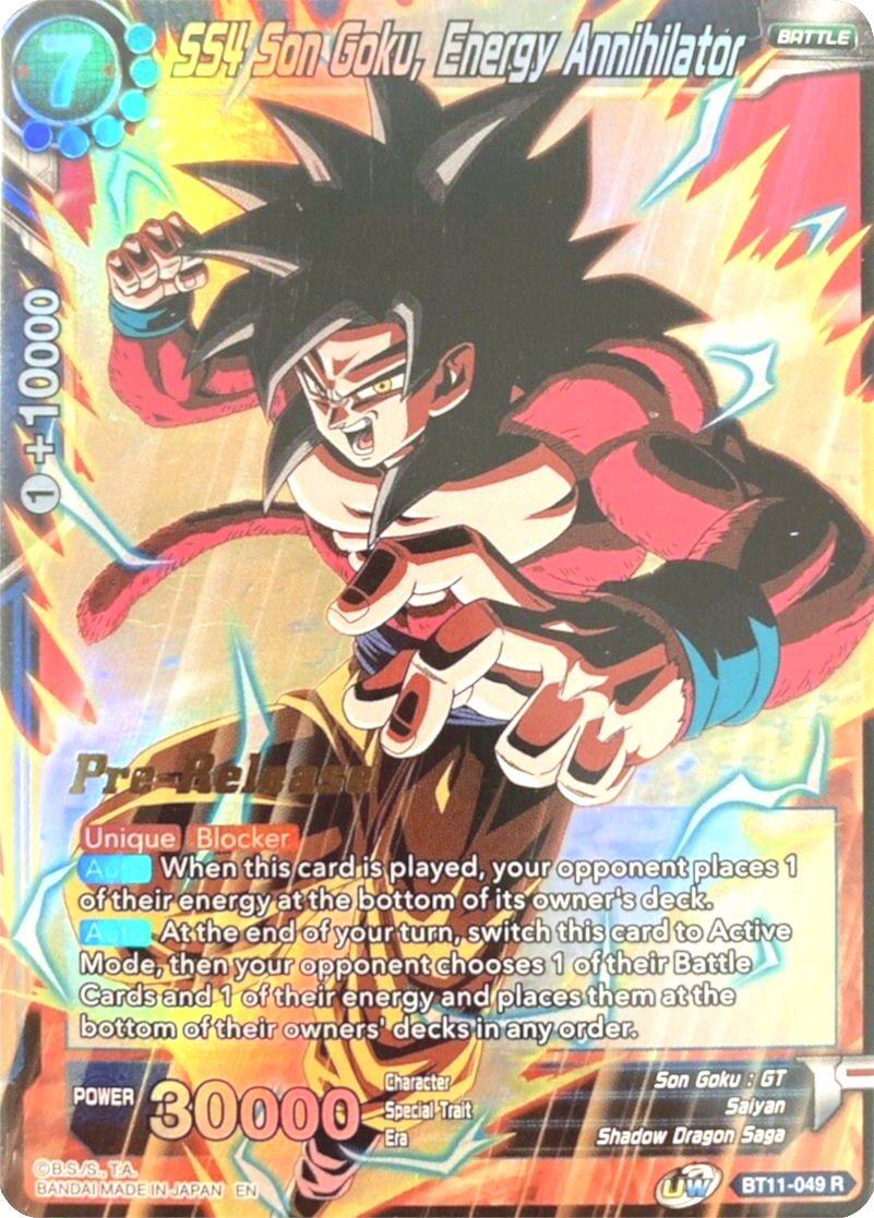 SS4 Son Goku, Energy Annihilator (BT11-049) [Vermilion Bloodline Prerelease Promos] | Rock City Comics