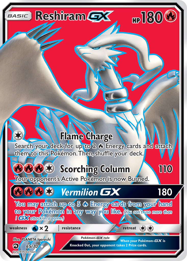 Reshiram GX - 65/70 - Ultra Rare - Full Art - Pokemon Singles