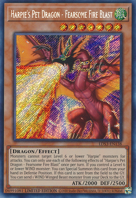 Harpie's Pet Dragon - Fearsome Fire Blast [LDS3-EN138] Secret Rare | Rock City Comics