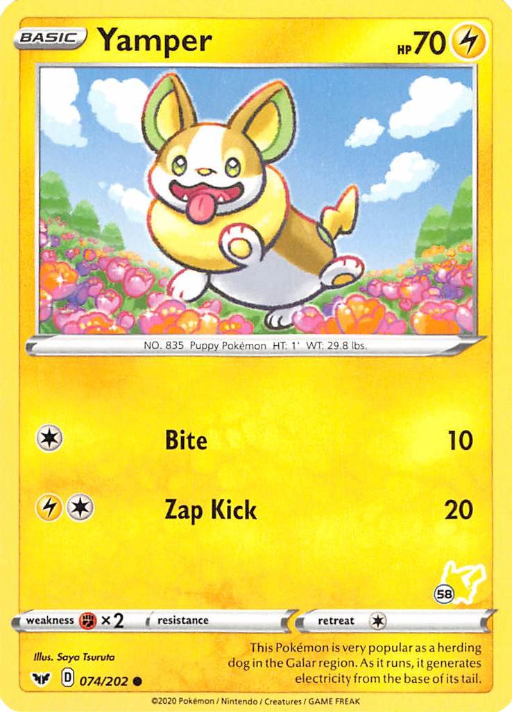 Yamper (074/202) (Pikachu Stamp #58) [Battle Academy 2022] | Rock City Comics