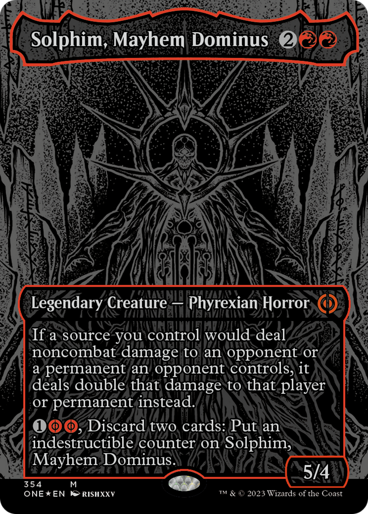 Solphim, Mayhem Dominus (Oil Slick Raised Foil) [Phyrexia: All Will Be One] | Rock City Comics