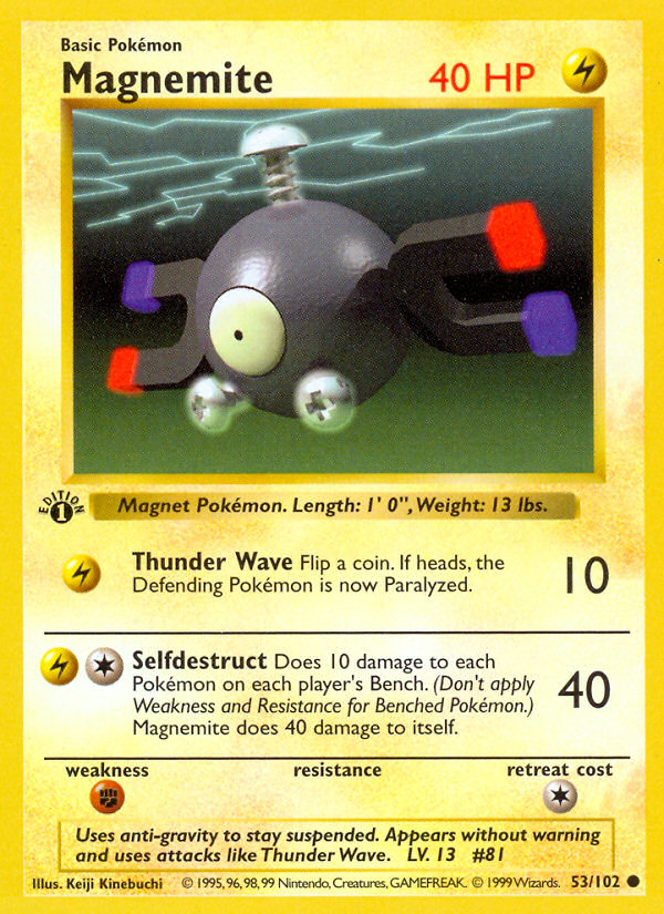 Magnemite (53/102) (Shadowless) [Base Set 1st Edition] | Rock City Comics