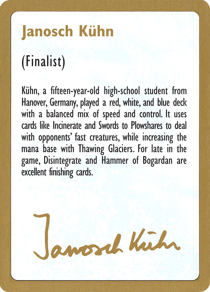 Janosch Kühn Bio [World Championship Decks 1997] | Rock City Comics