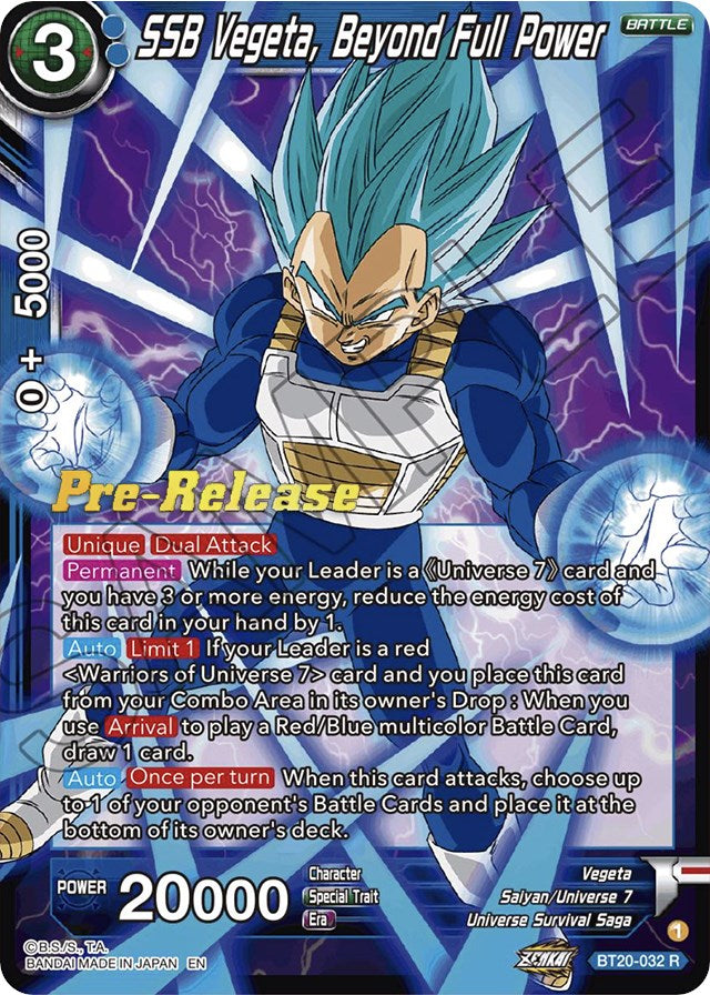 SSB Vegeta, Beyond Full Power (BT20-032) [Power Absorbed Prerelease Promos] | Rock City Comics