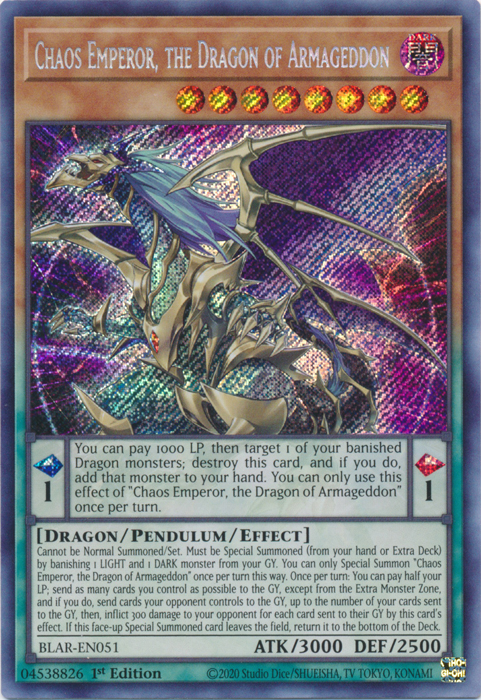 Chaos Emperor, the Dragon of Armageddon [BLAR-EN051] Secret Rare | Rock City Comics