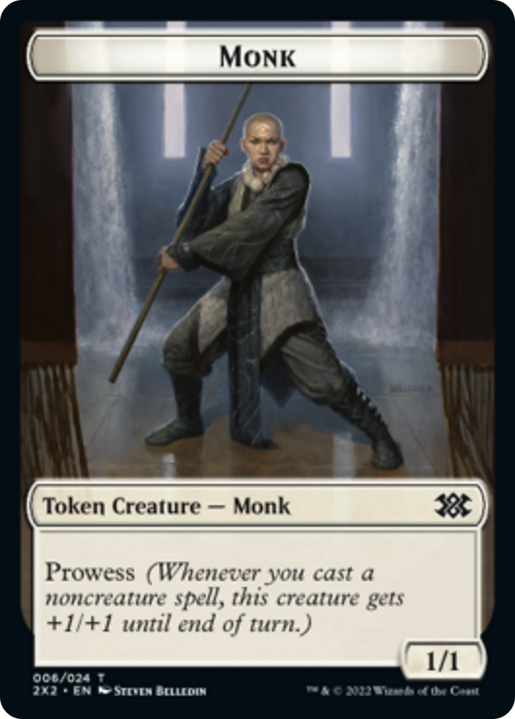 Boar // Monk Double-sided Token [Double Masters 2022 Tokens] | Rock City Comics