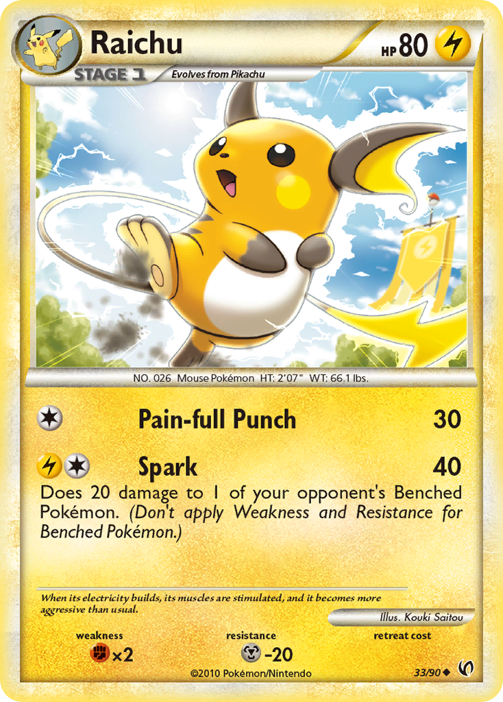 Raichu (33/90) [HeartGold & SoulSilver: Undaunted] | Rock City Comics