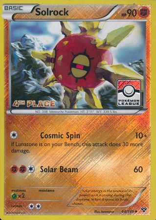 Solrock (64/146) (4th Place League Challenge Promo) [XY: Base Set] | Rock City Comics