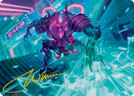 Surgehacker Mech Art Card (Gold-Stamped Signature) [Kamigawa: Neon Dynasty Art Series] | Rock City Comics