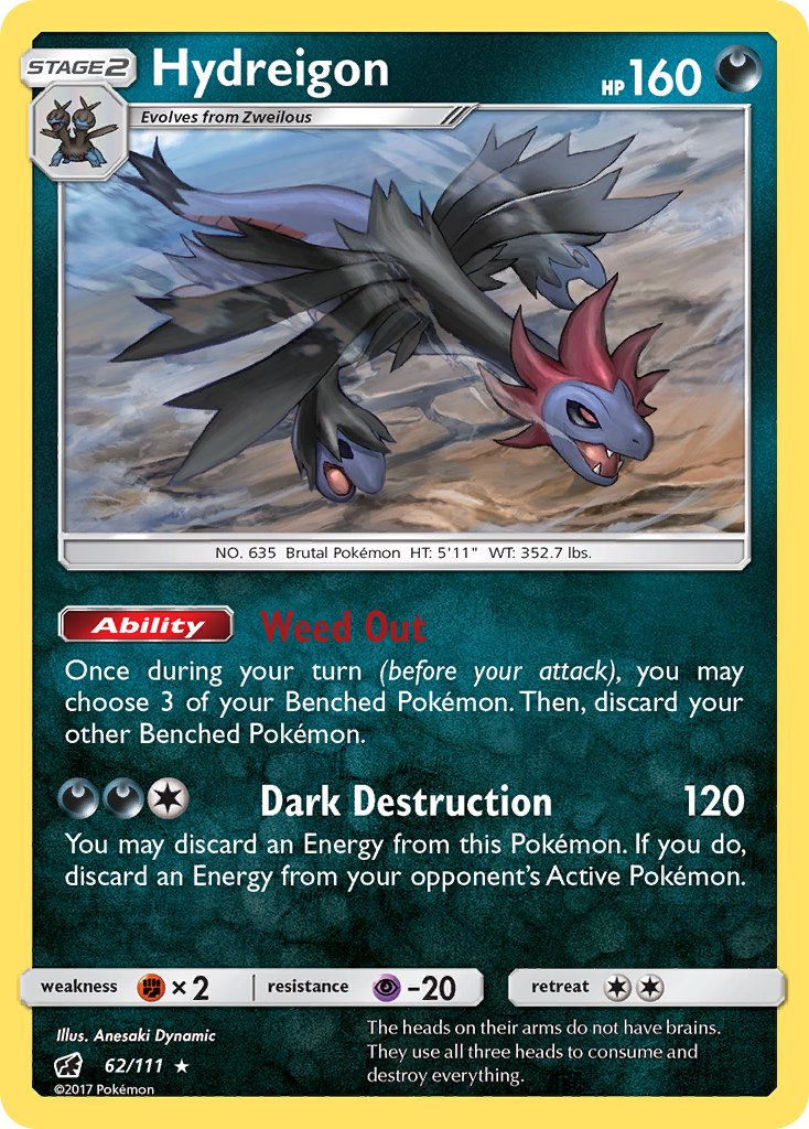 Hydreigon (62/111) (Cracked Ice Holo) (Theme Deck Exclusive) [Sun & Moon: Crimson Invasion] | Rock City Comics