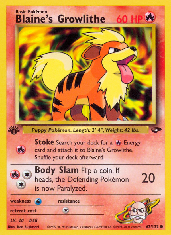 Blaine's Growlithe (62/132) [Gym Challenge 1st Edition] | Rock City Comics