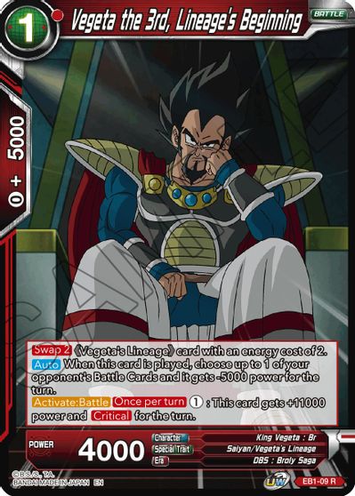 Vegeta the 3rd, Lineage's Beginning (EB1-009) [Battle Evolution Booster] | Rock City Comics