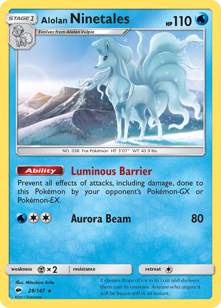 Alolan Ninetales (28/147) (Water Web Holo) (Theme Deck Exclusives) [Sun & Moon: Burning Shadows] | Rock City Comics