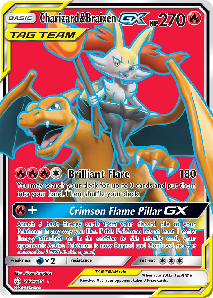 Charizard & Braixen GX (212/236) [Sun & Moon: Cosmic Eclipse] | Rock City Comics