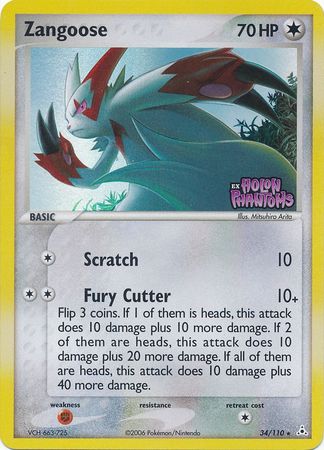 Zangoose (34/110) (Stamped) [EX: Holon Phantoms] | Rock City Comics