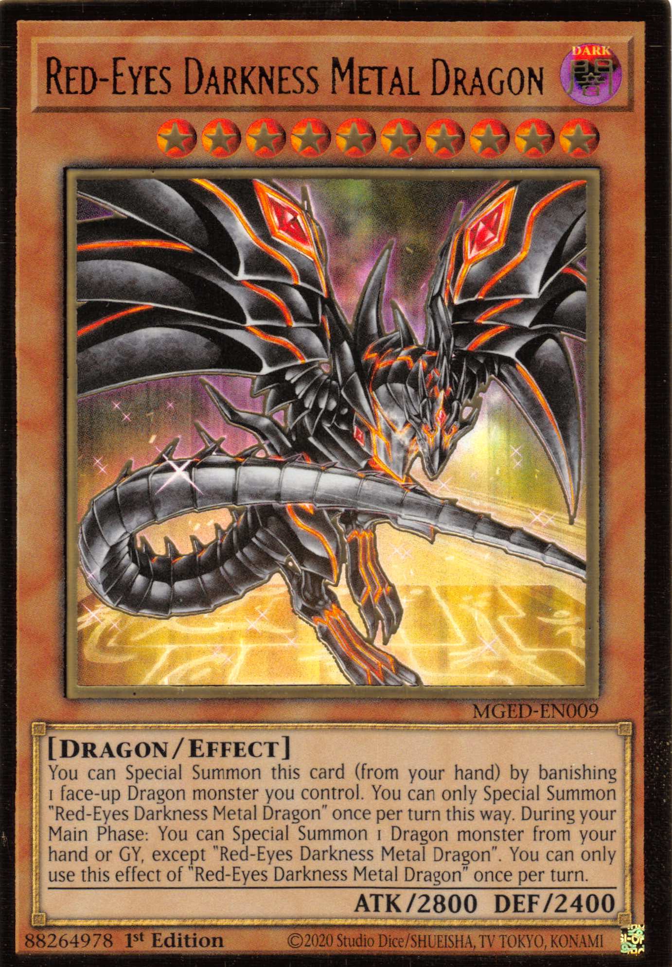 Red-Eyes Darkness Metal Dragon (Alternate Art) [MGED-EN009] Gold Rare | Rock City Comics