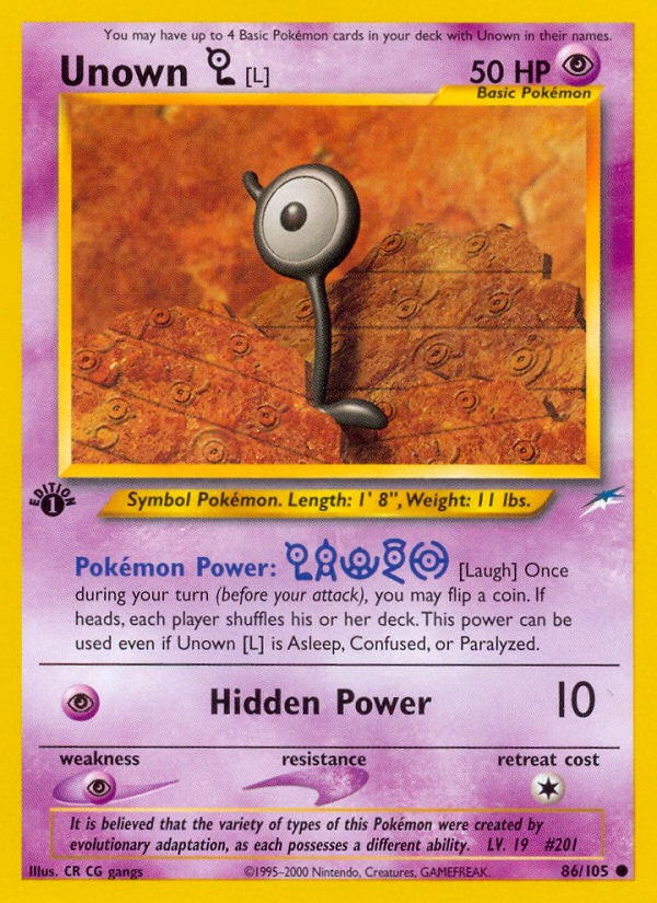 Unown [L] (86/105) [Neo Destiny 1st Edition] | Rock City Comics