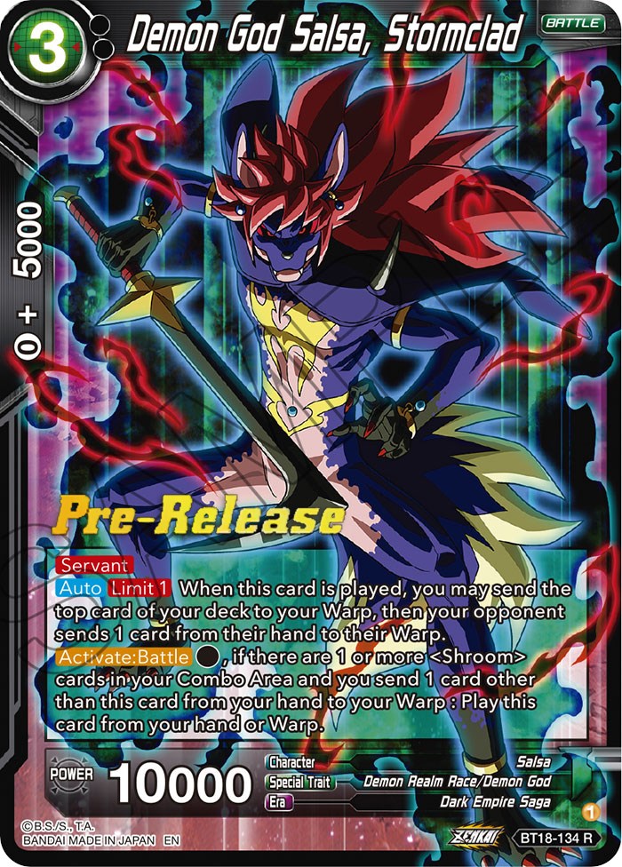 Demon God Salsa, Stormclad (BT18-134) [Dawn of the Z-Legends Prerelease Promos] | Rock City Comics