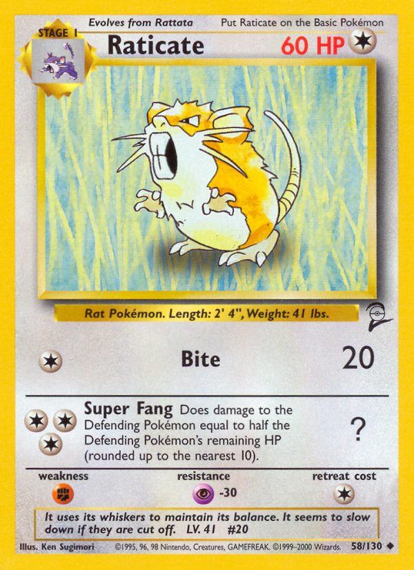 Raticate (58/130) [Base Set 2] | Rock City Comics