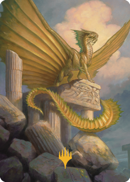 Ancient Gold Dragon Art Card (05) (Gold-Stamped Signature) [Commander Legends: Battle for Baldur's Gate Art Series] | Rock City Comics