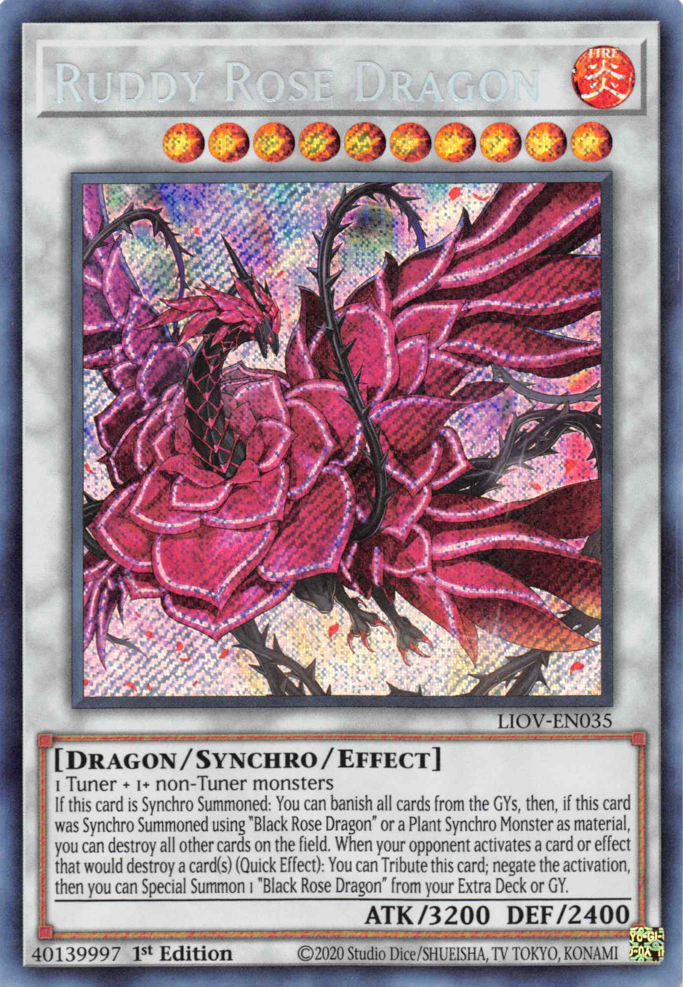 Ruddy Rose Dragon [LIOV-EN035] Secret Rare | Rock City Comics