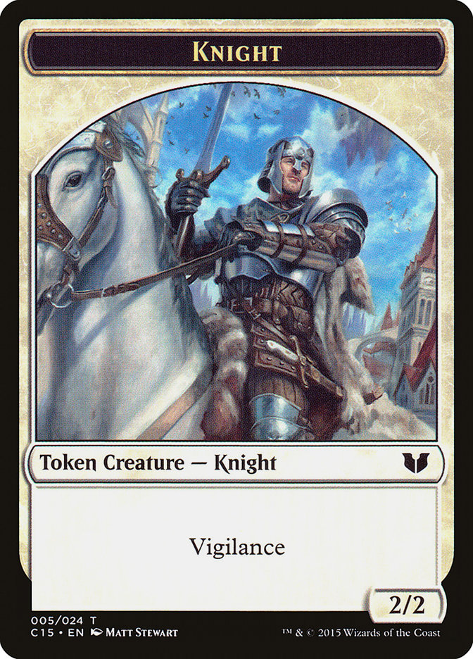 Gold // Knight (005) Double-Sided Token [Commander 2015 Tokens] | Rock City Comics