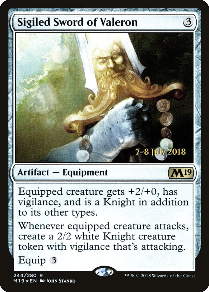 Sigiled Sword of Valeron  [Core Set 2019 Prerelease Promos] | Rock City Comics