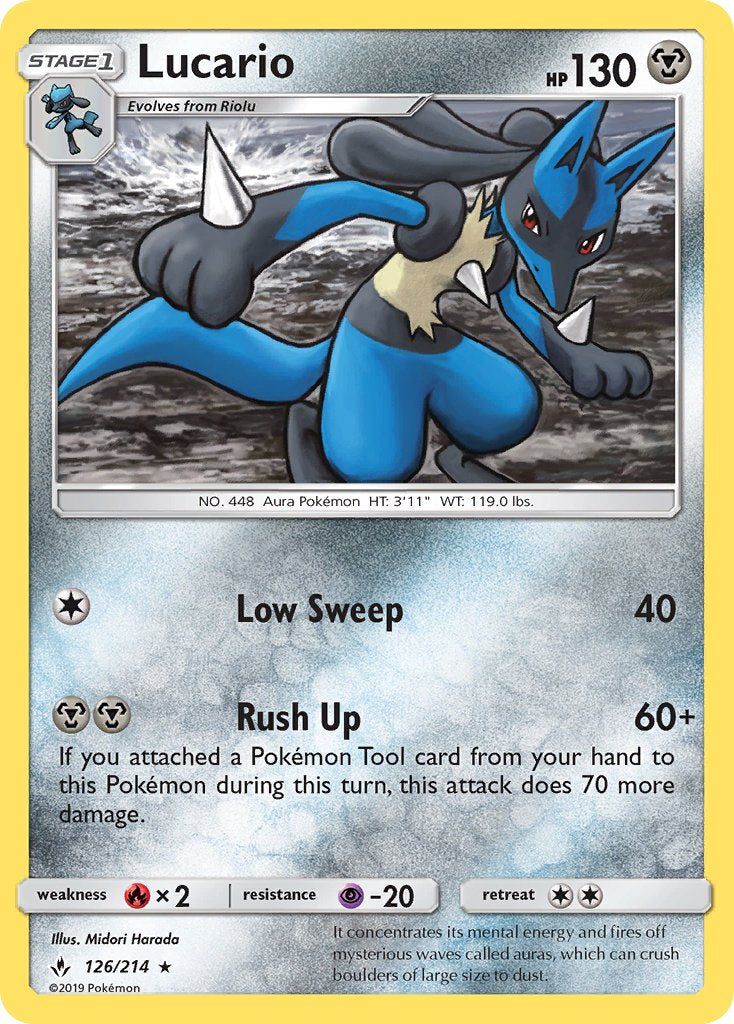 Lucario (126/214) (Theme Deck Exclusive) [Sun & Moon: Unbroken Bonds] | Rock City Comics