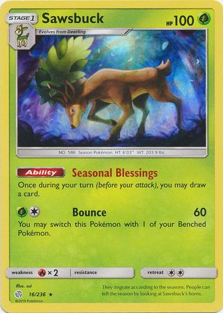 Sawsbuck (16/236) (Build & Battle Box Exclusive) [Sun & Moon: Cosmic Eclipse] | Rock City Comics